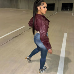 Chic Leather Cropped Jacket