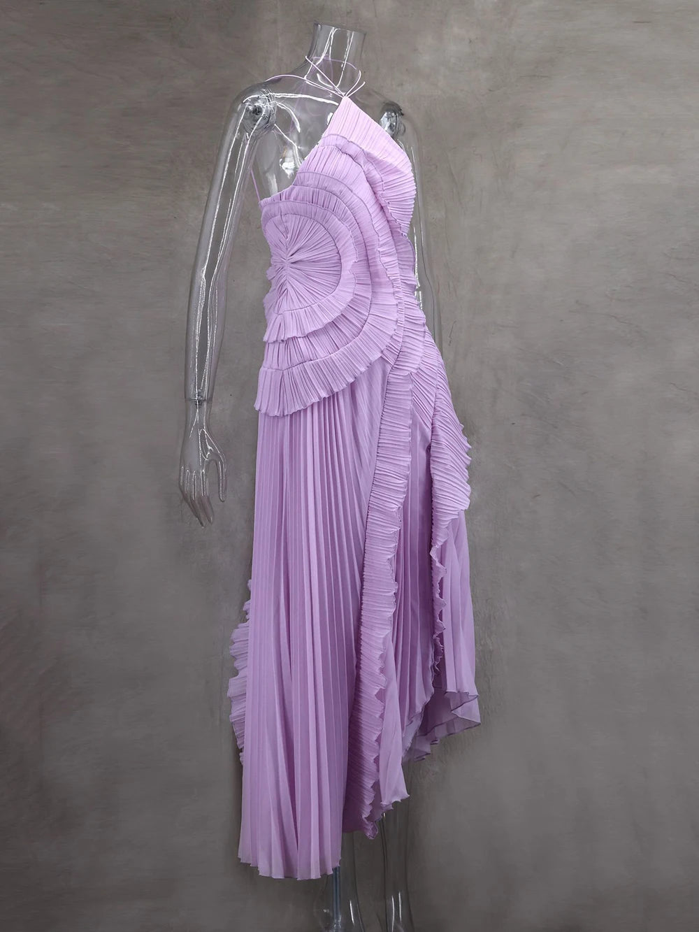 Robe longue Kelsi en mousseline à volants