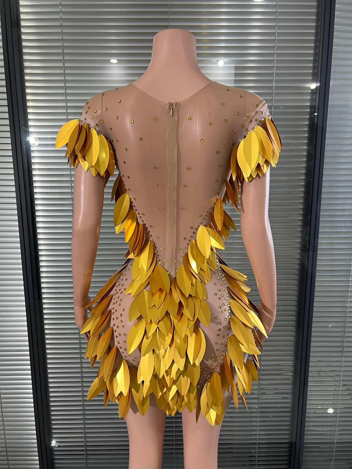 Hot Leaf Sequins Mini Dress