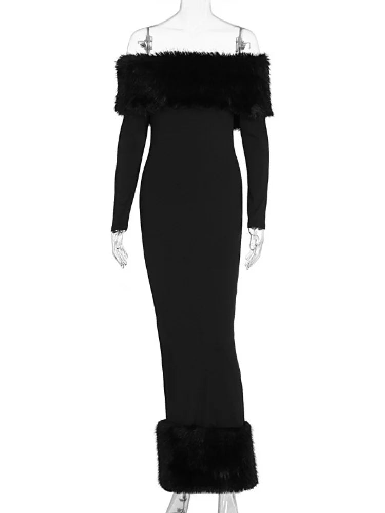 Robe longue en fausse fourrure Lorene
