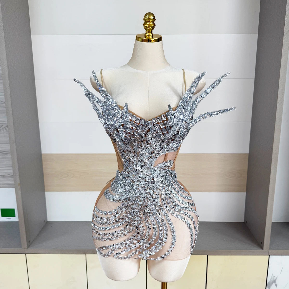 Silver Mesh Mini Dress