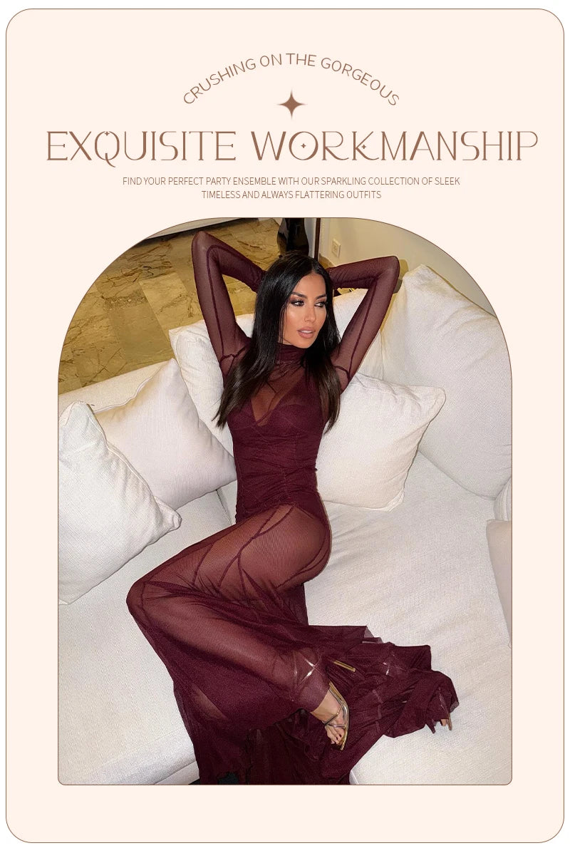 Estherlyne Sheer Mesh Maxi Dress