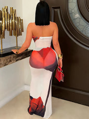 Seashell Flower Print Mesh Dress