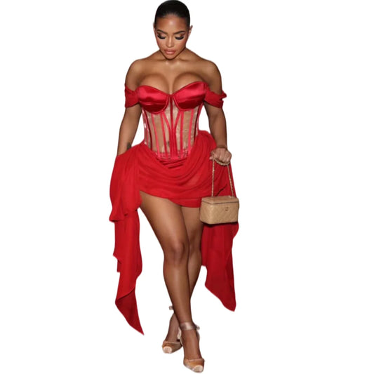 Aisha Off Shoulder Corset Mini Dress
