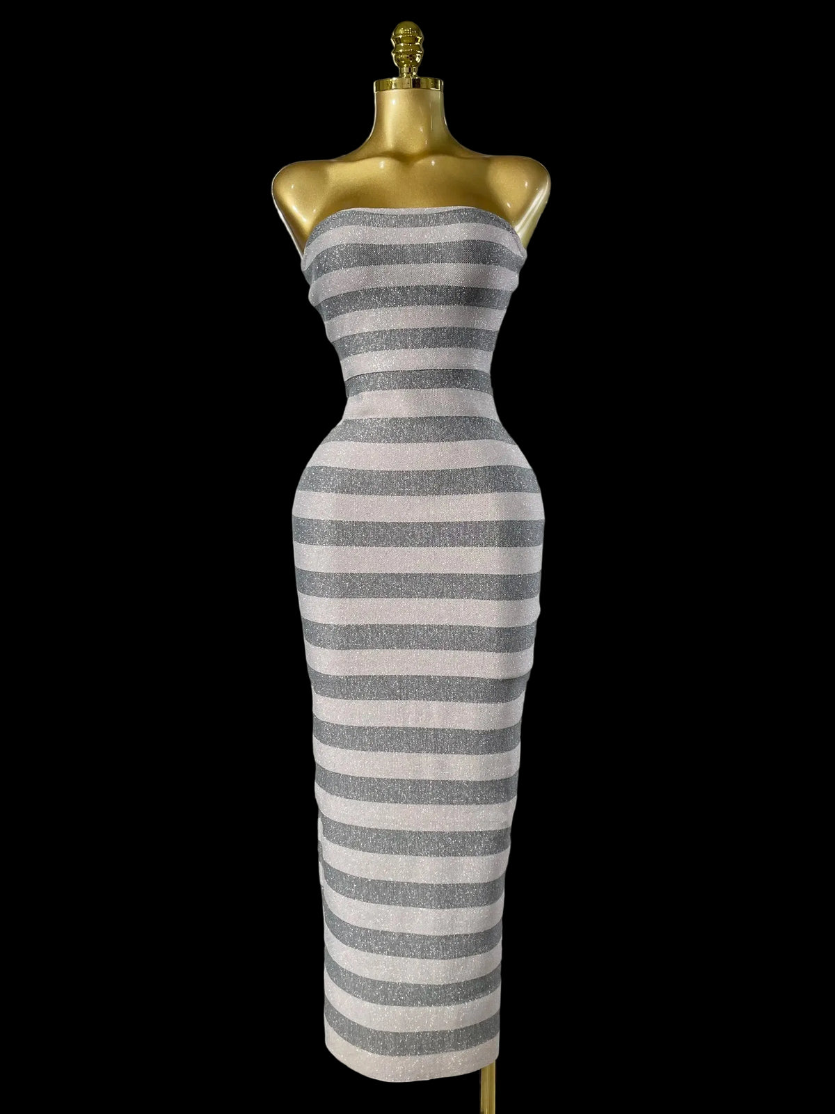 Robe Bandage à Paillettes Argentées