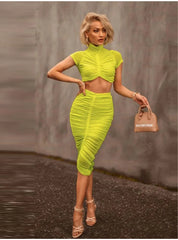 Symone Pleated Bandage Skirt Set