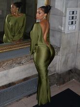 Deep-V Backless Ruched Maxi Dress