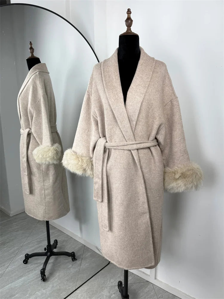 Fox Fur Wool Overcoat