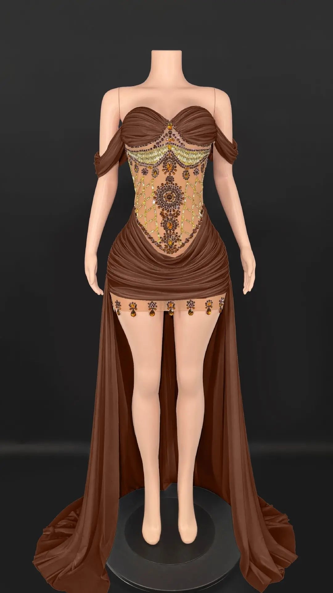 Marina Off-Shoulder Tail Dress