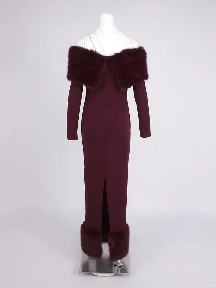 Robe longue en fausse fourrure Lorene