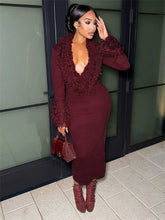 Fanie Knit Fur Maxi Dress