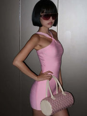 Pink Bodycon Bandage Mini Dress