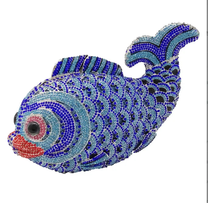 Pochette poisson ornée de strass
