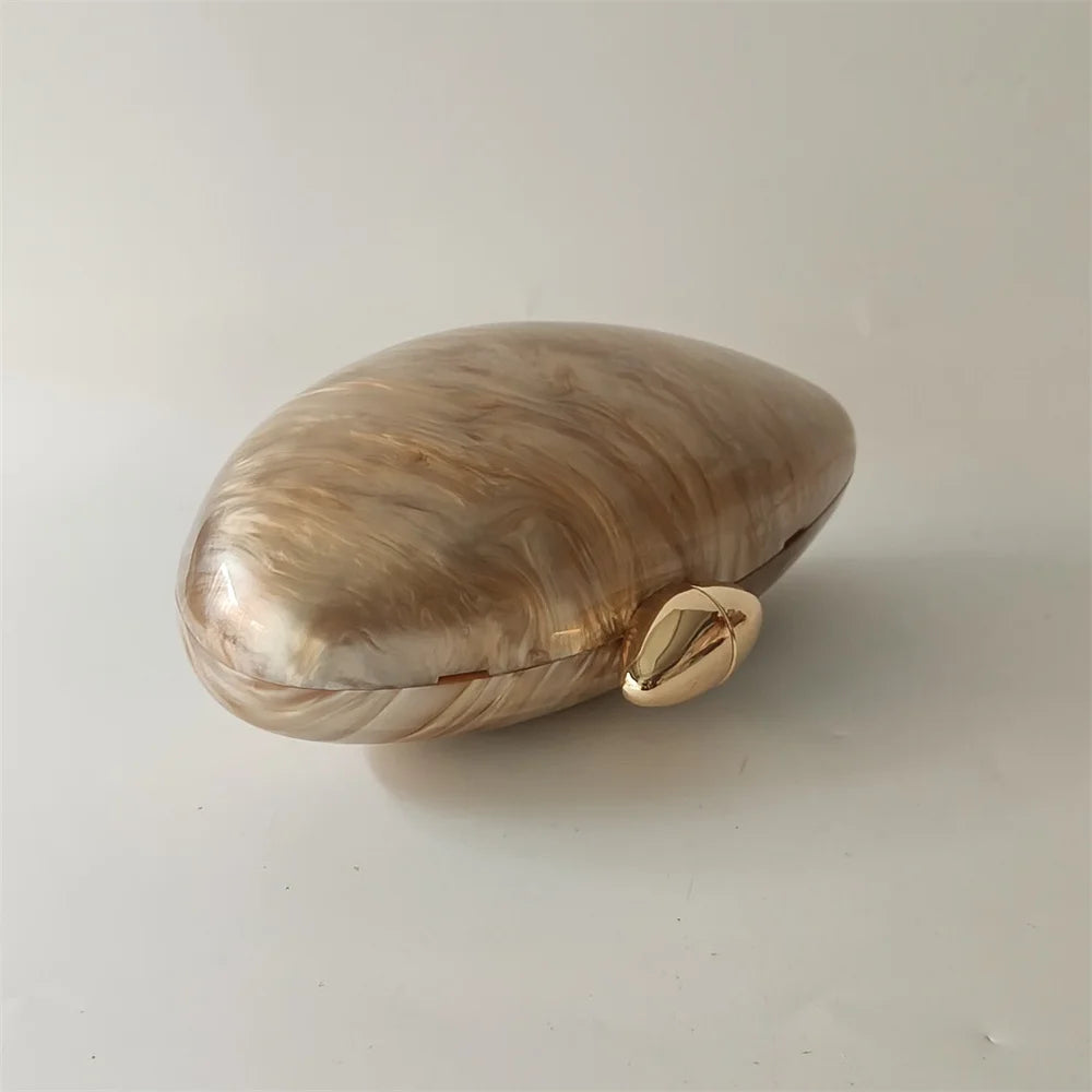 Shell Pearl Marble Clutch Purse