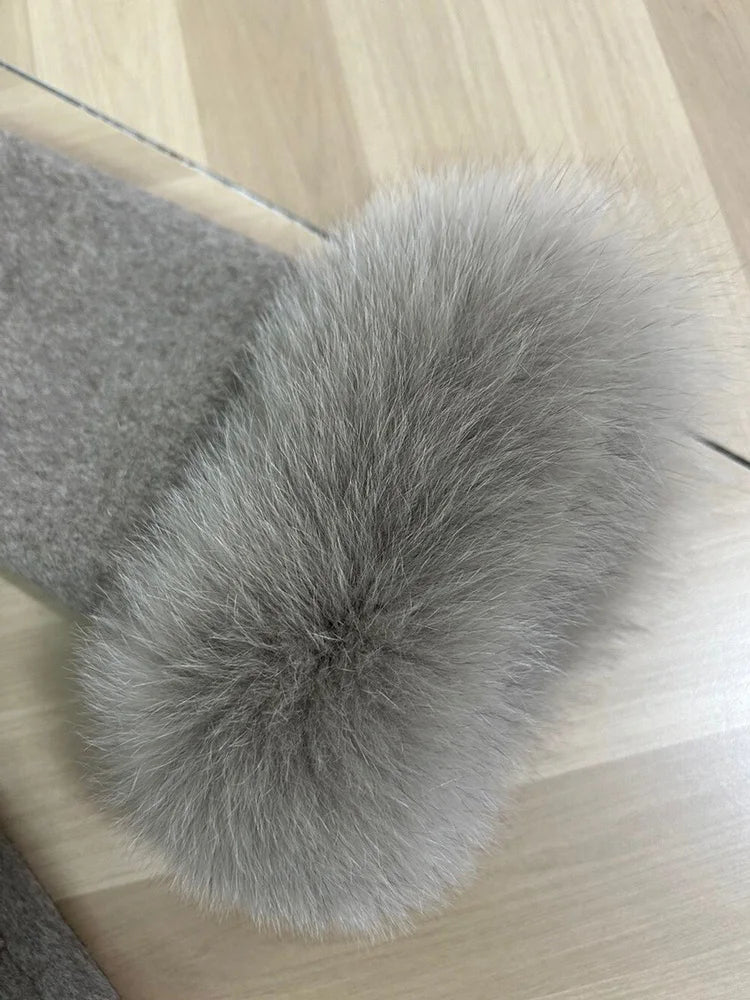 Fox Fur Wool Overcoat