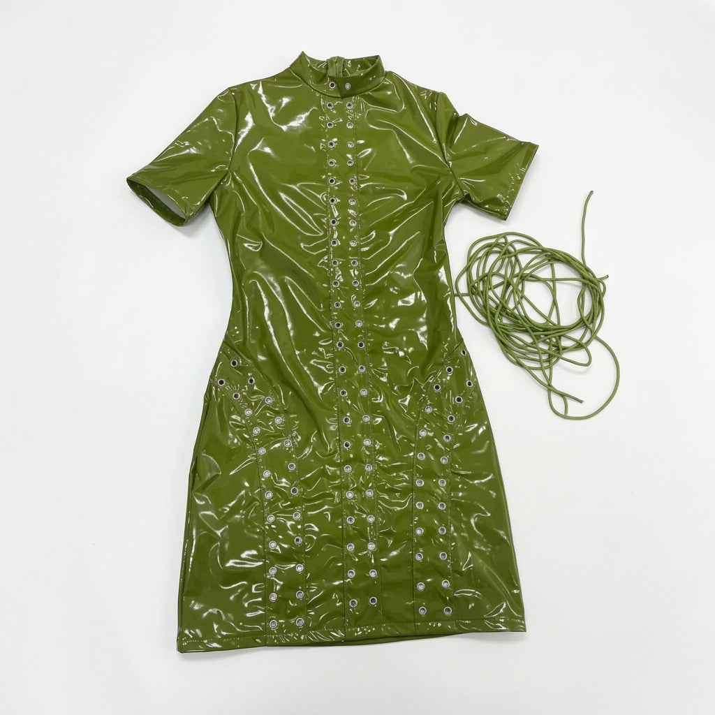 Green Patent Leather Mini Dress