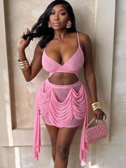 Lia Ruched Tassel Dress