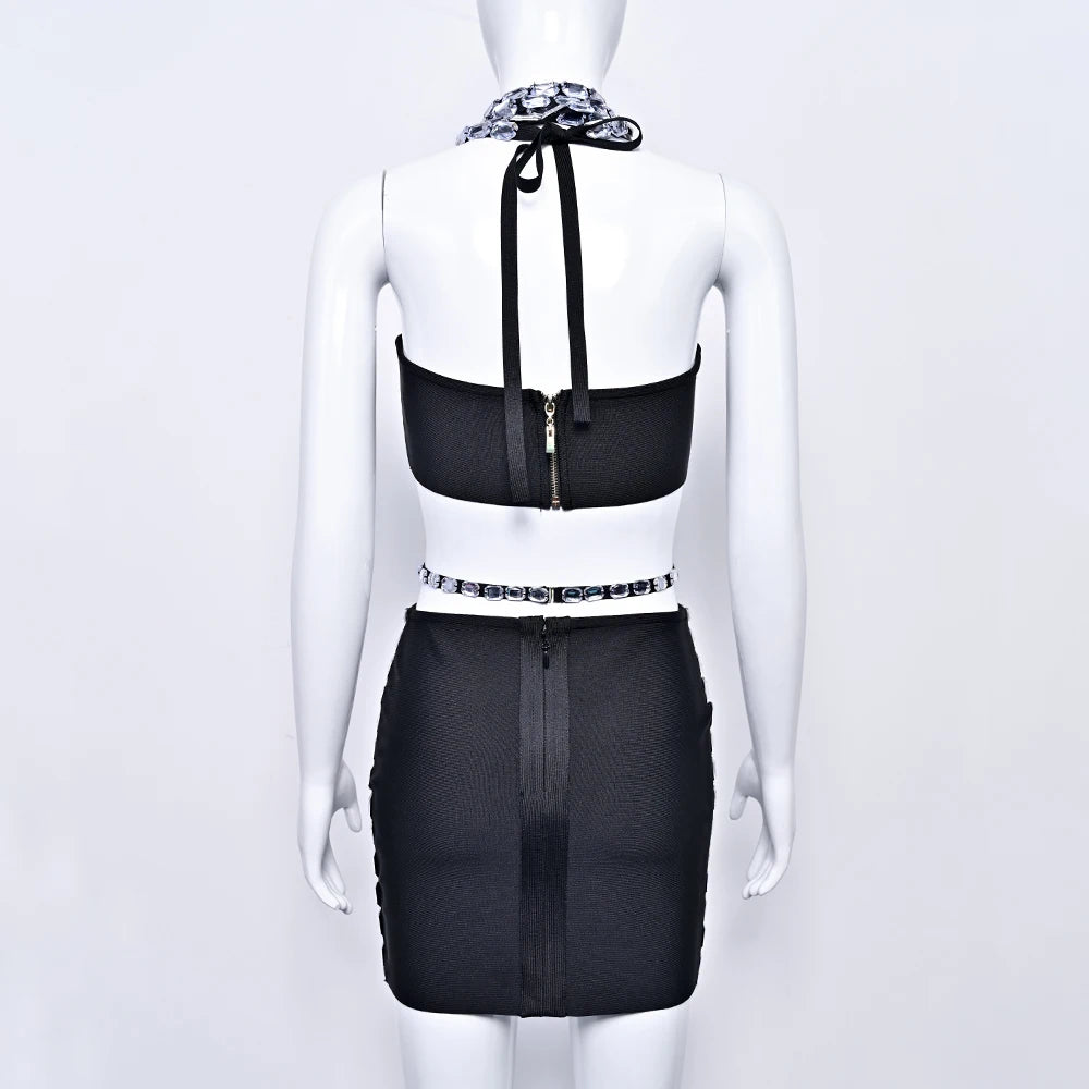 Luxe Stone Bandage Mini Skirt Set