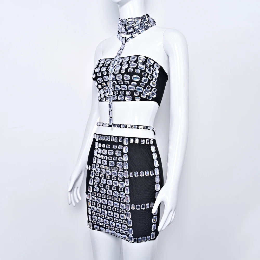 Luxe Stone Bandage Mini Skirt Set