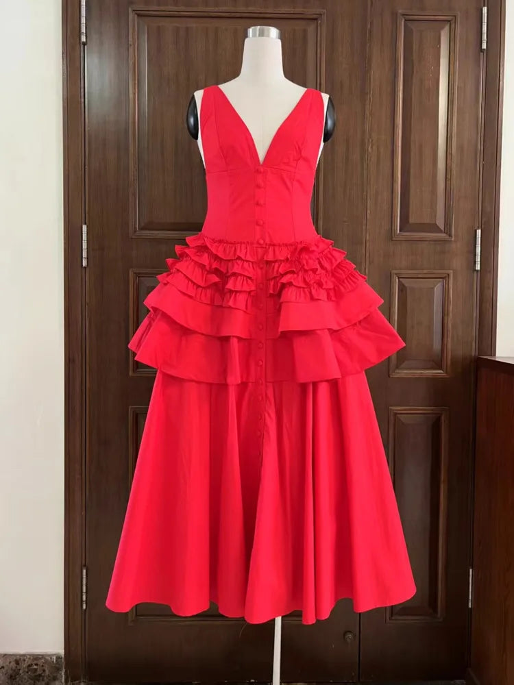Robe midi Jenae à manches bouffantes
