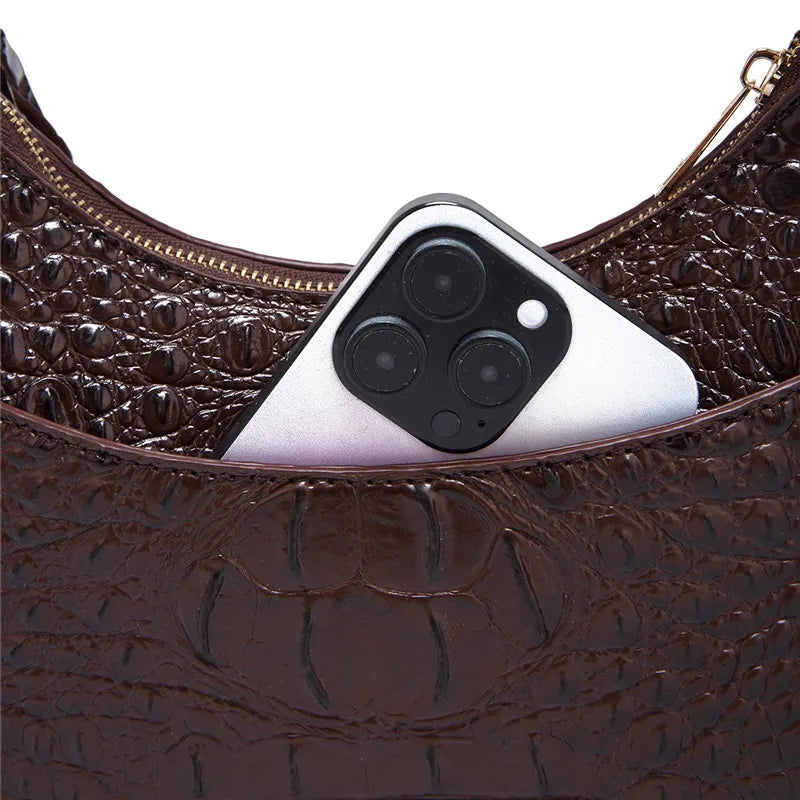 Reptile Luxe Shoulder Handbag