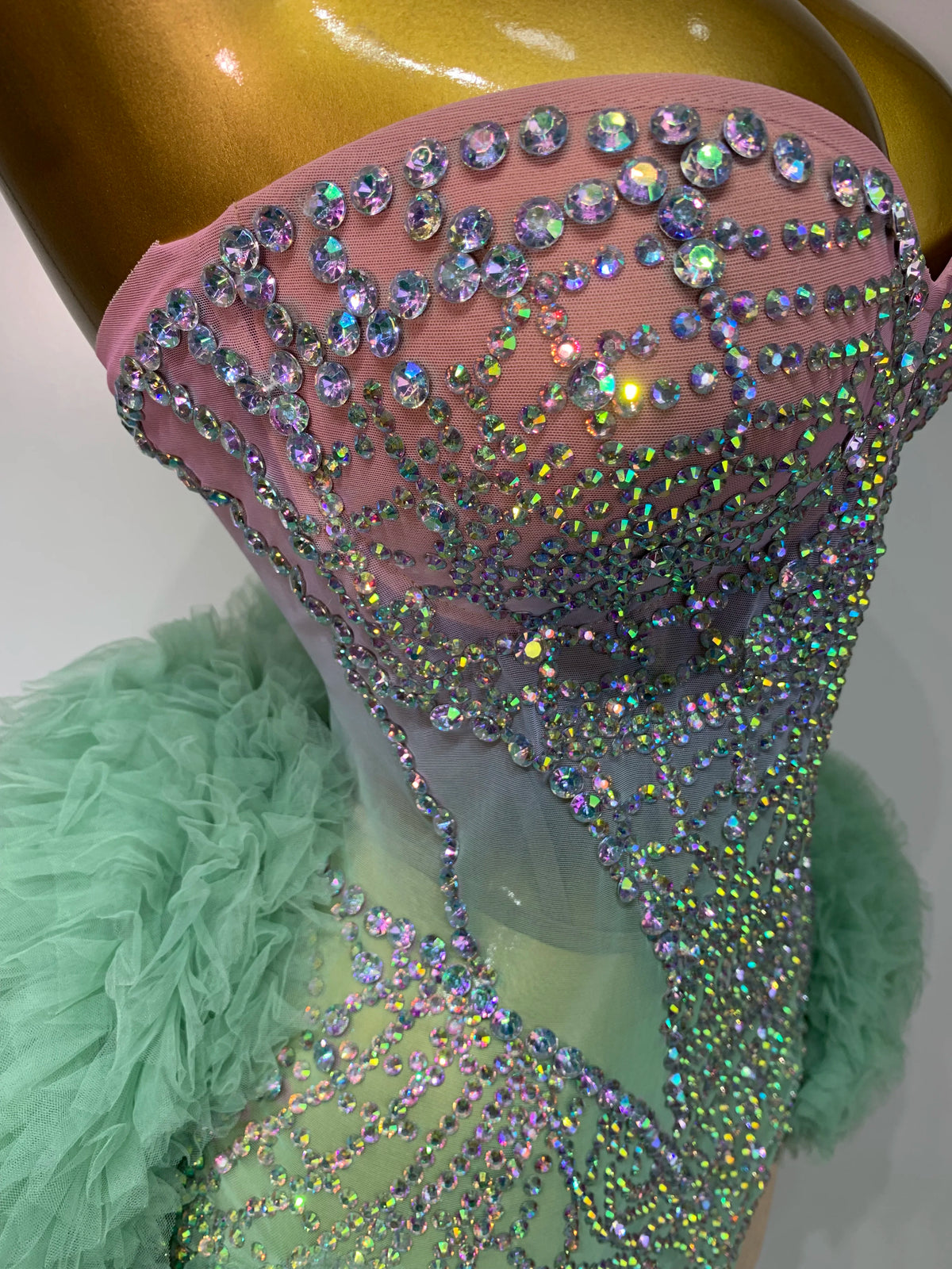 Robe en résille diamant vert menthe