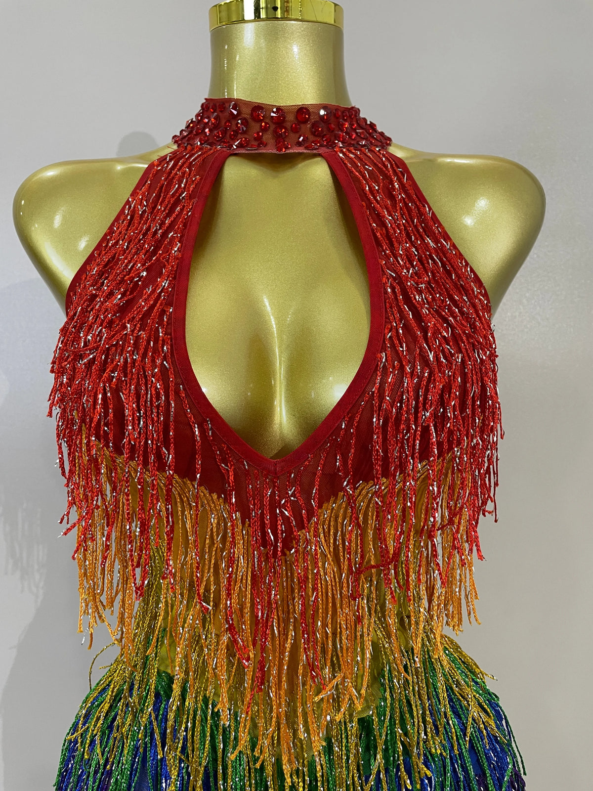 Rainbow Mesh Fringe Bodysuit