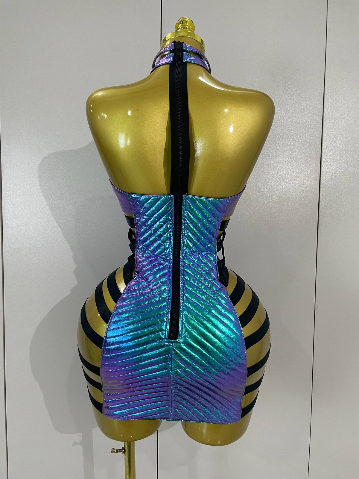 Gothic Leather Bandage Mini Dress