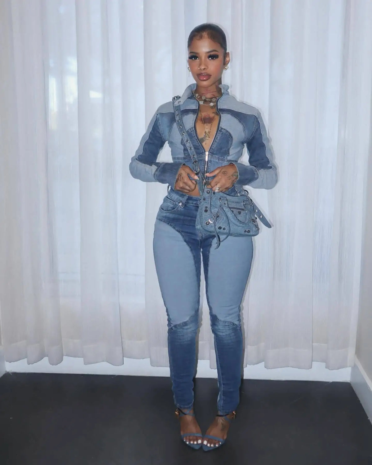 Shya Tracksuit Denim Set
