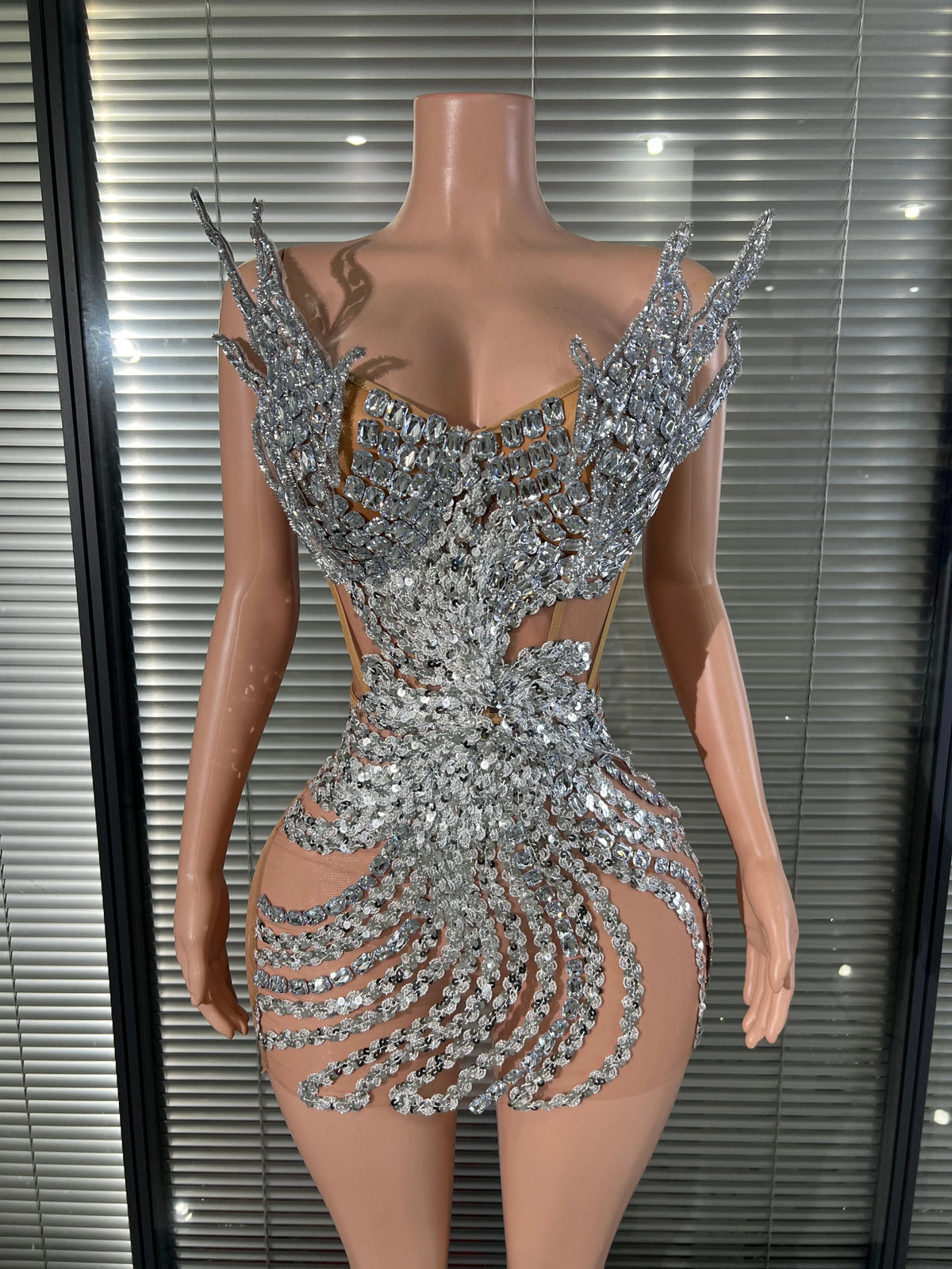 Wing Mesh Mini Dress