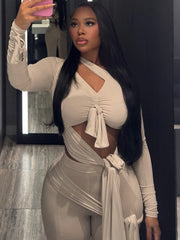 Multi Knot Flare Tassel Pants Set