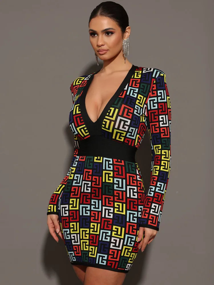 Mini-robe de luxe en jacquard avec bandes