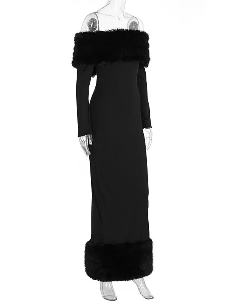 Robe longue en fausse fourrure Lorene