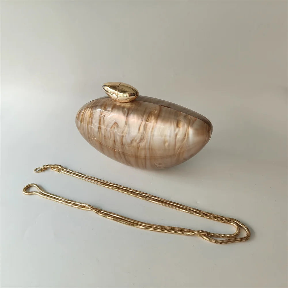 Shell Pearl Marble Clutch Purse