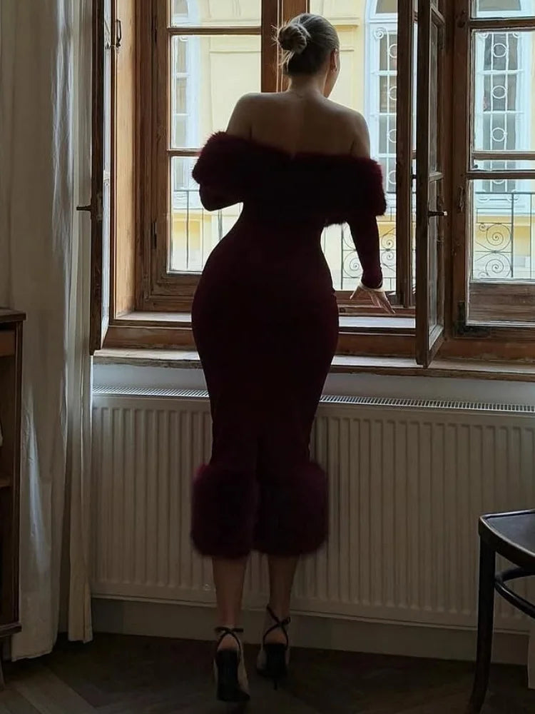 Robe longue en fausse fourrure Lorene