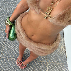 Furry Pleated Mini Skirt