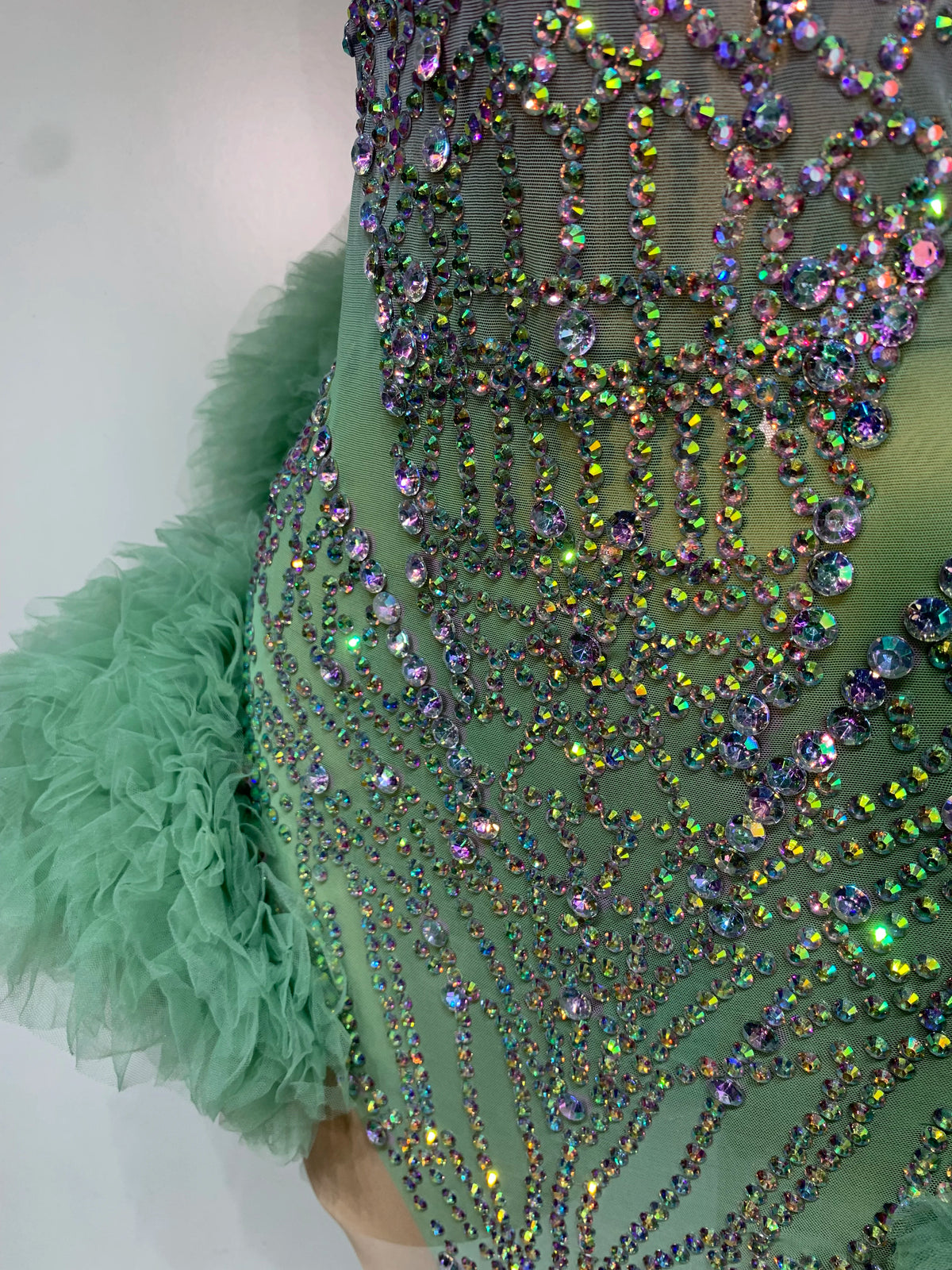 Robe en résille diamant vert menthe