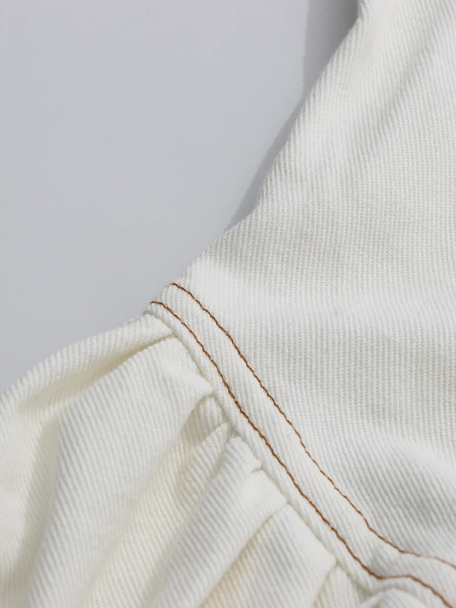 Robe longue en jean ceinturée