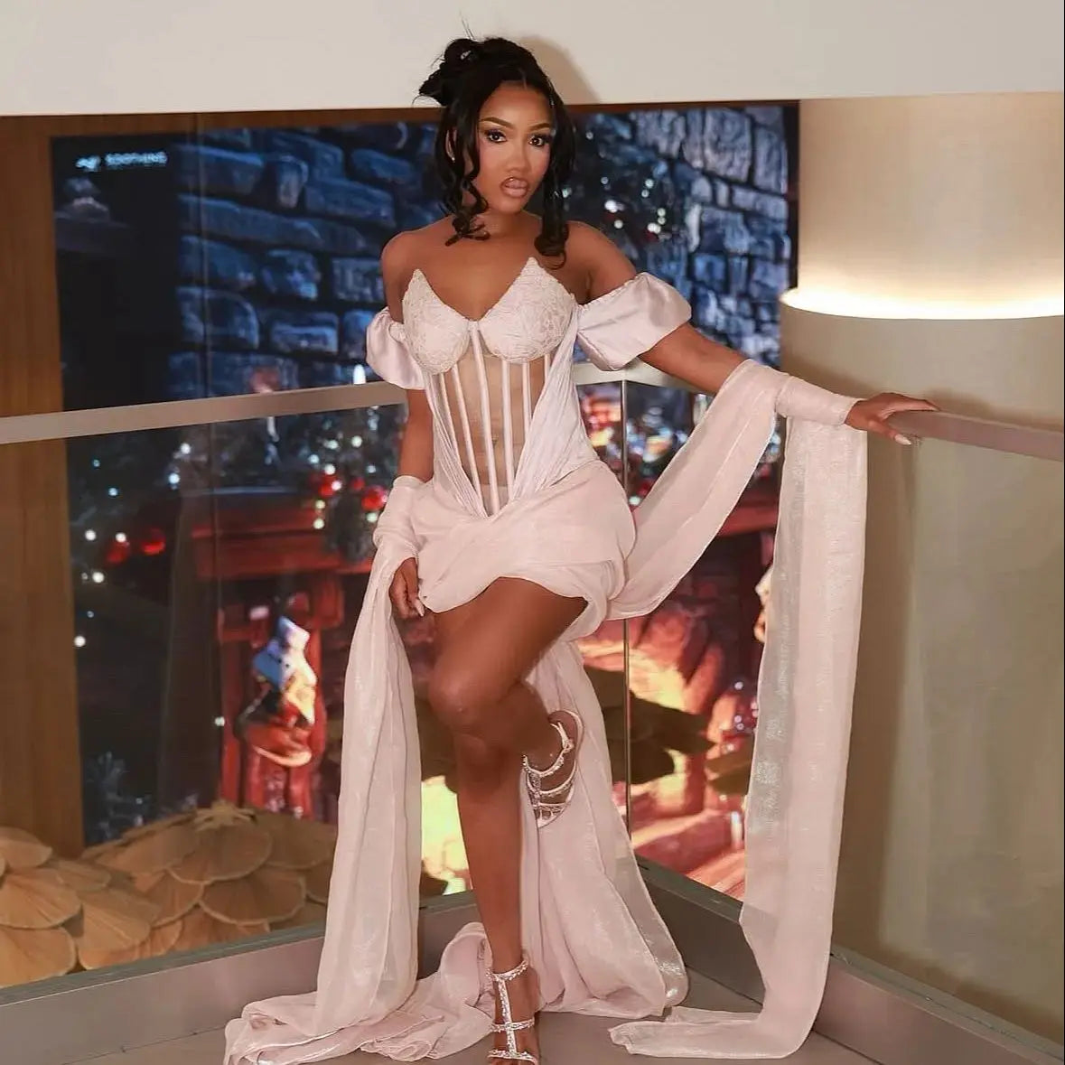 Ribbons Off-Shoulder Dress