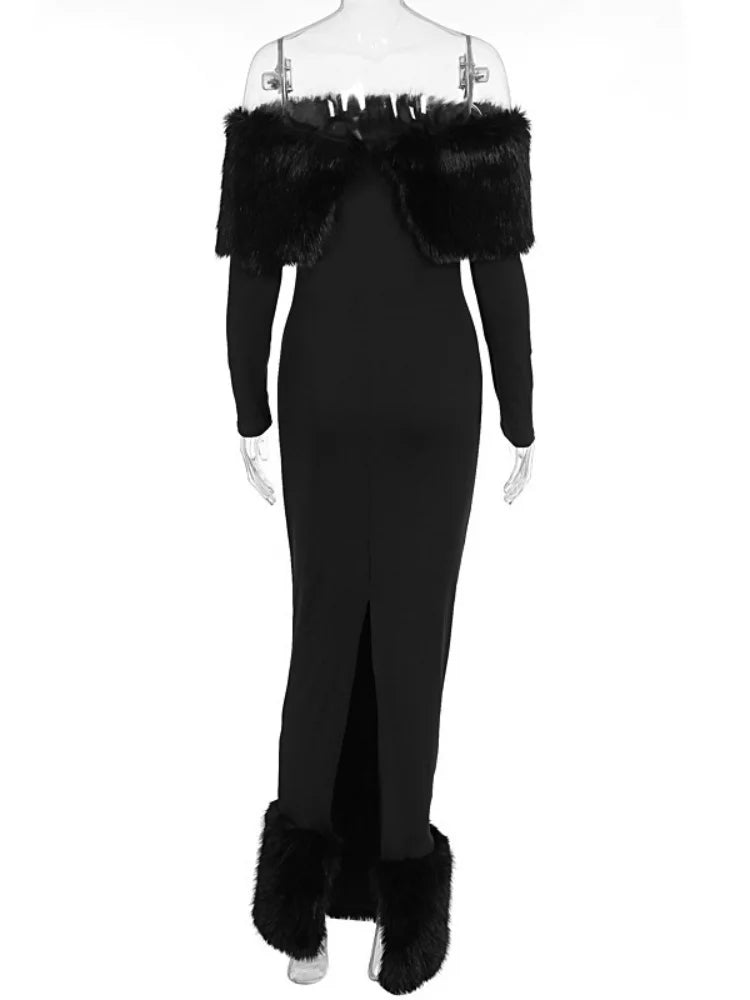 Robe longue en fausse fourrure Lorene