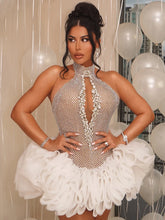 Silver Sequins Tulle Cocktail Dress