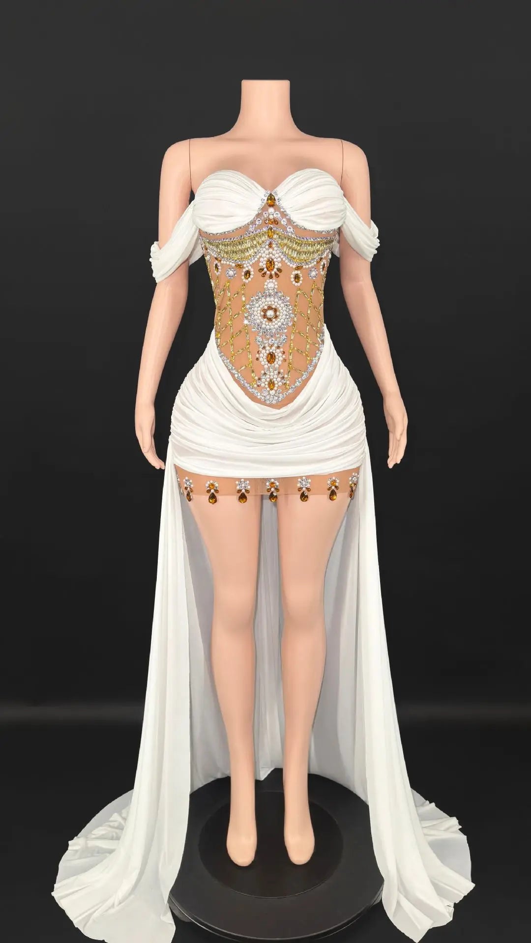 Marina Off-Shoulder Tail Dress