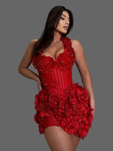 Floral Halter Sequins Mini Dress