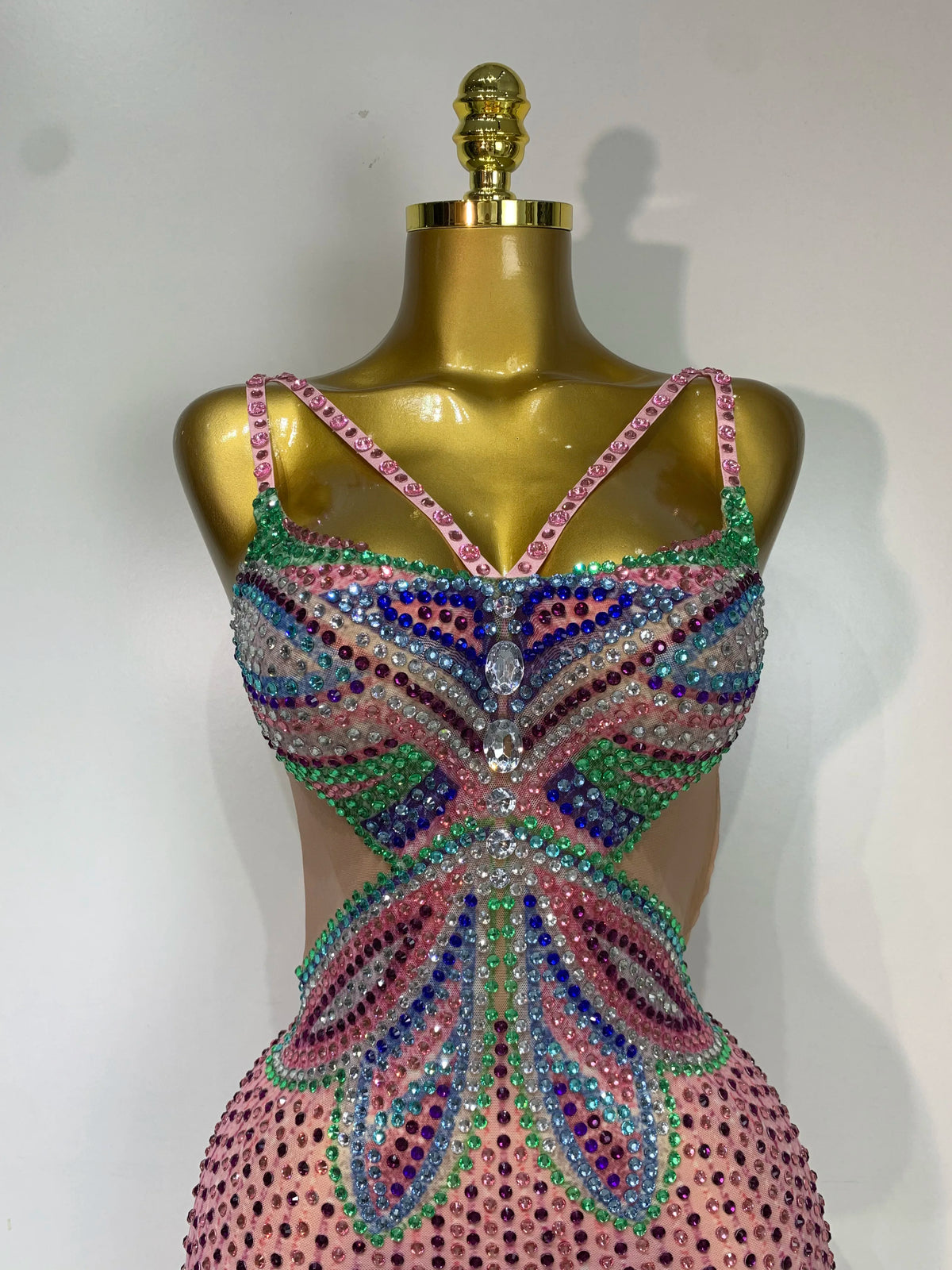 Butterfly Crystal Mesh Mini Dress