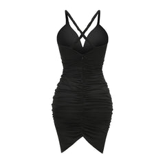 Metallic Discs Pleated Bodycon Dress