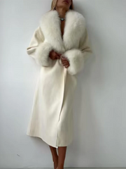 Fur Collar Elegant Trench Coat
