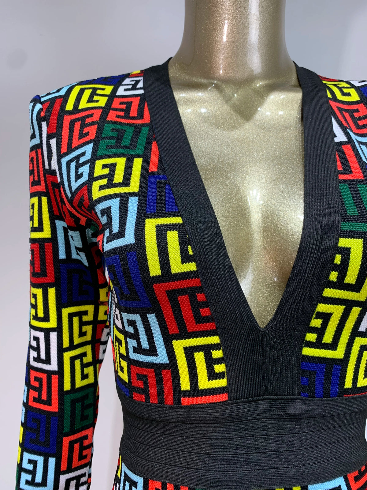 Mini-robe de luxe en jacquard avec bandes
