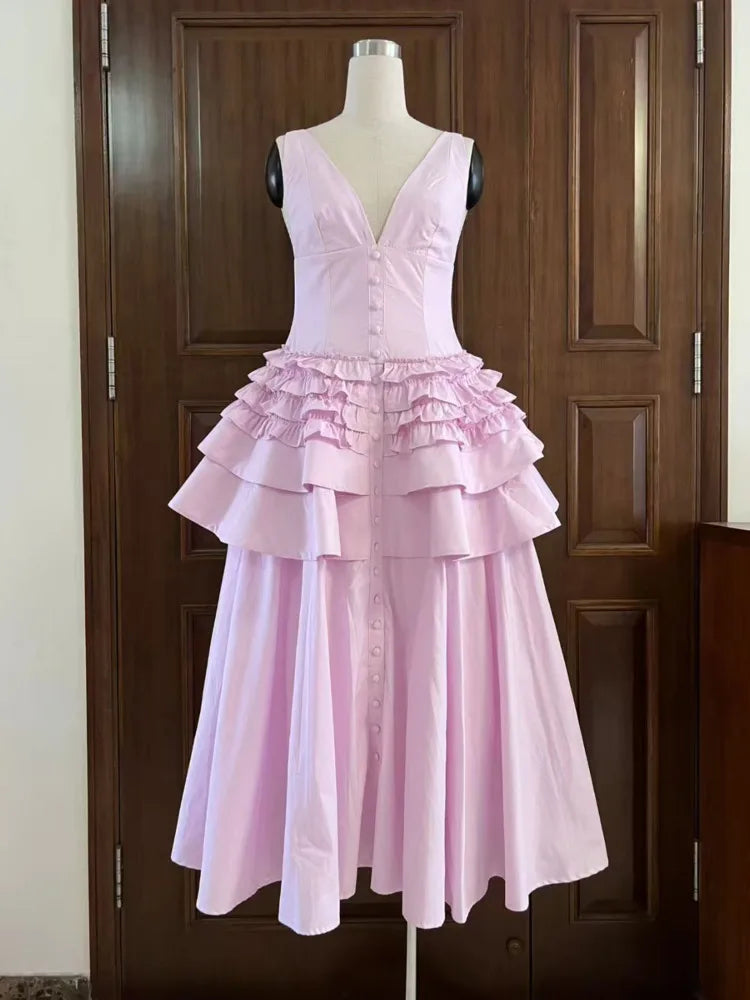 Robe midi Jenae à manches bouffantes