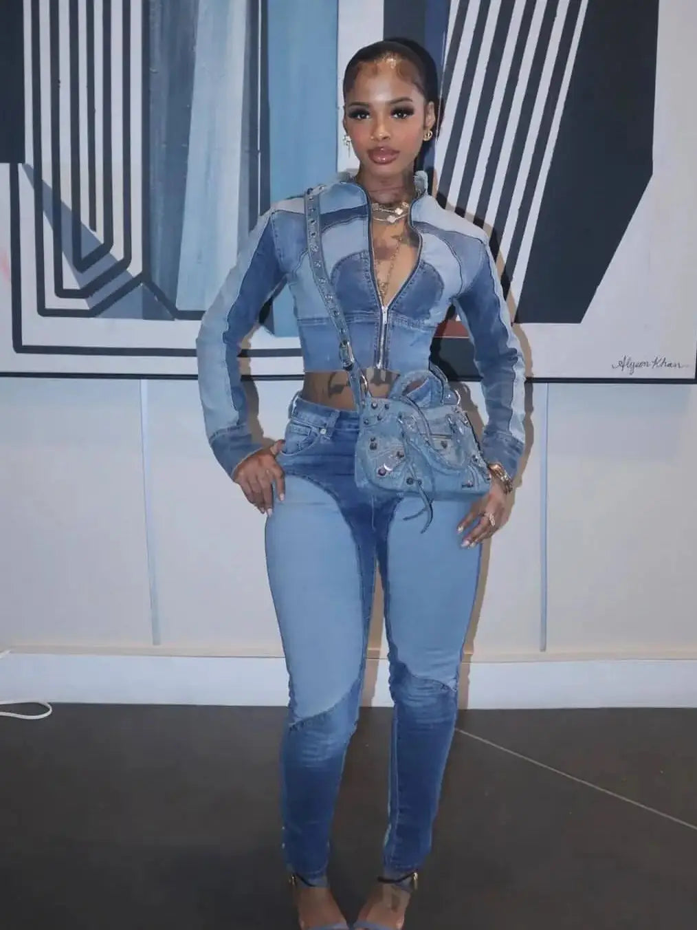 Shya Tracksuit Denim Set