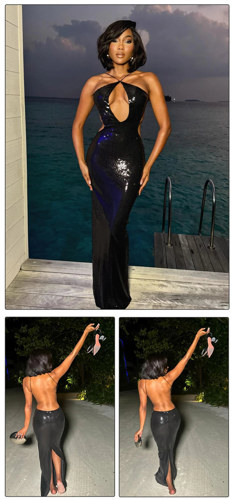 Robe sans dos à sequins Aisha